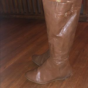 Camel knee high boots